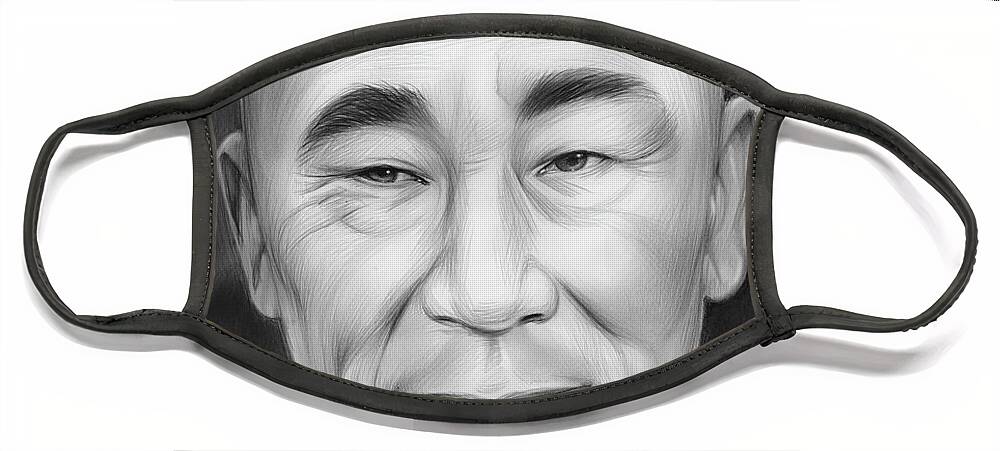 Philip Ahn Face Mask featuring the drawing Philip Ahn as Kan by Greg Joens