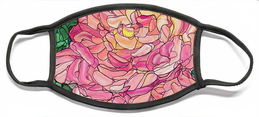 Flowers Face Mask featuring the painting Pink Rose by James W Johnson