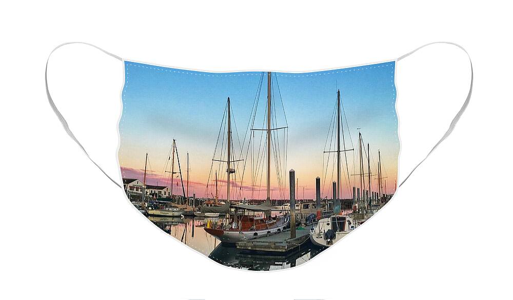 Golden Hour Face Mask featuring the photograph Pink Sunset Reflection by Jerry Abbott