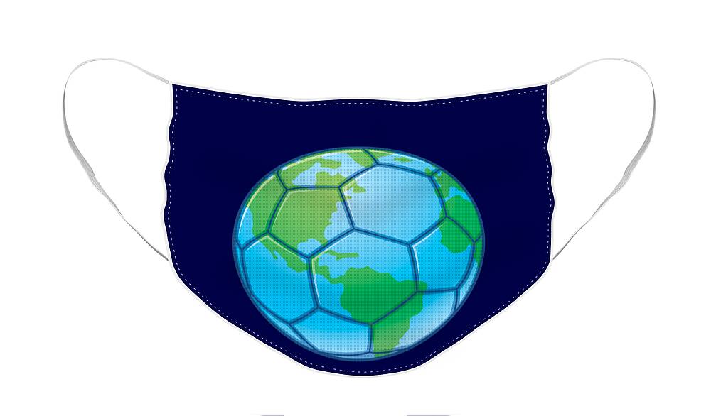 Vector Face Mask featuring the digital art Planet Earth World Cup Soccer Ball by John Schwegel