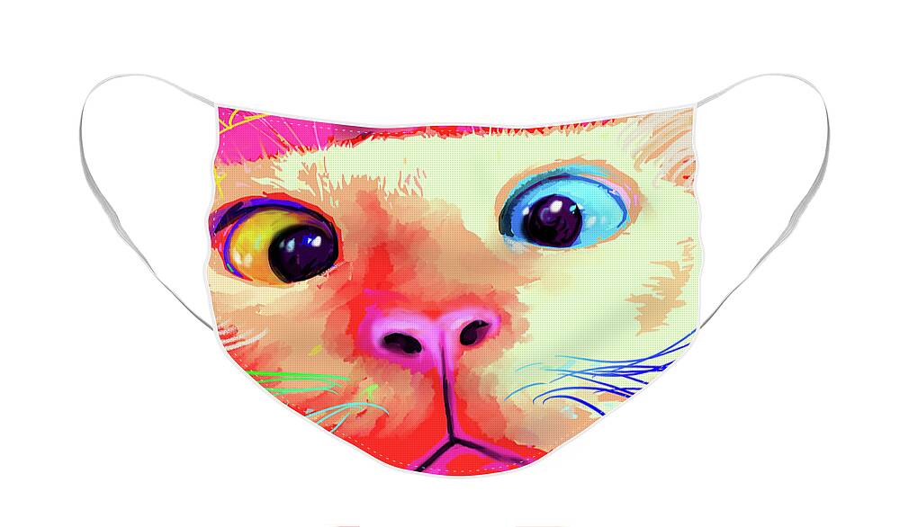 Garbanzo Bean Face Mask featuring the painting pOpCat Garbanzo Bean by DC Langer