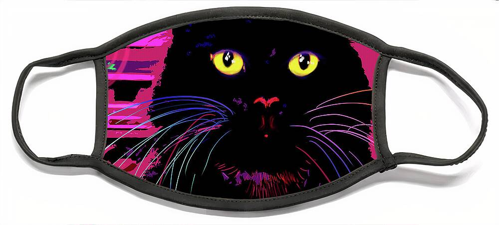 Morticia Face Mask featuring the painting pOpCat Morticia by DC Langer