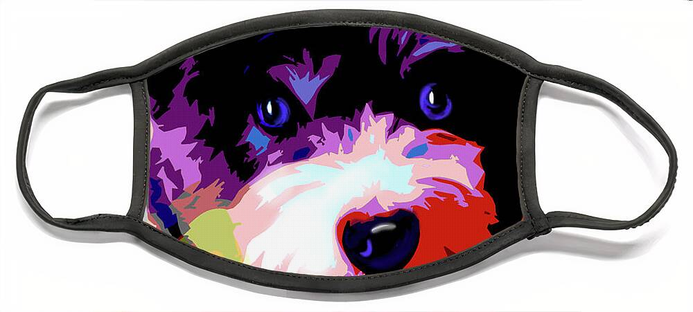 Roxy Face Mask featuring the painting pOpDog Roxy by DC Langer