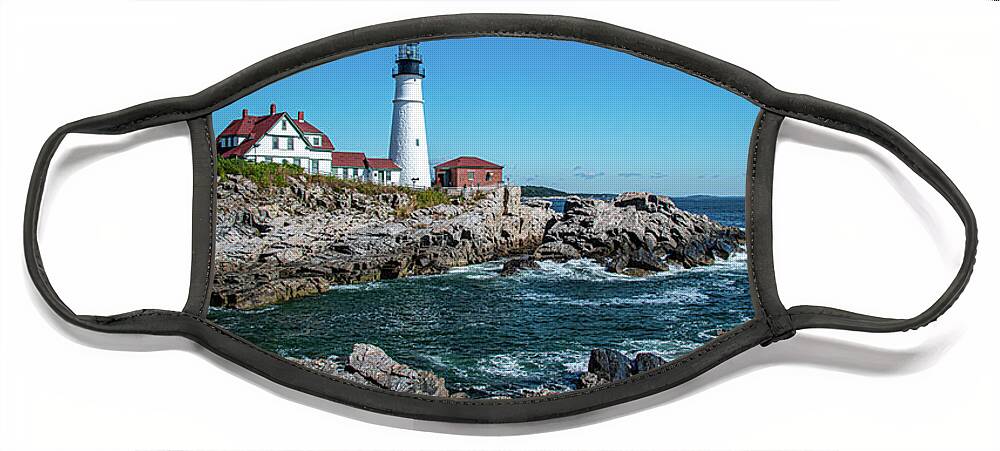 Portland Head Lighthouse Face Mask featuring the photograph Portrait of Portland Head Lighthouse by Robert J Wagner
