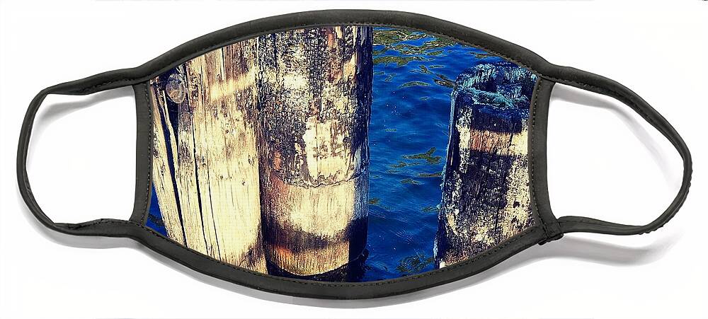 Wooden Face Mask featuring the photograph Posts in Water by Suzanne Lorenz