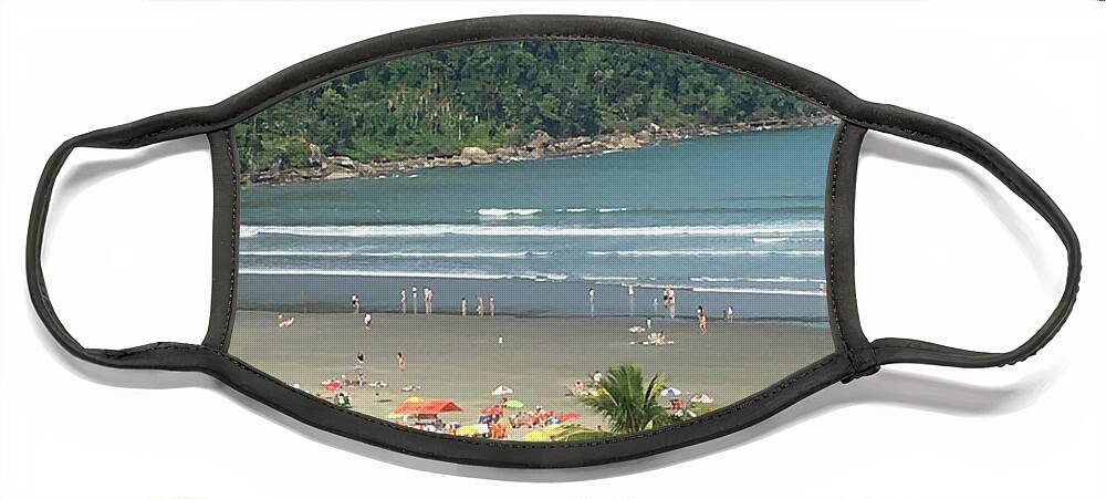 Seashore Face Mask featuring the photograph Praia Grande, SP Brazil by Aicy Karbstein