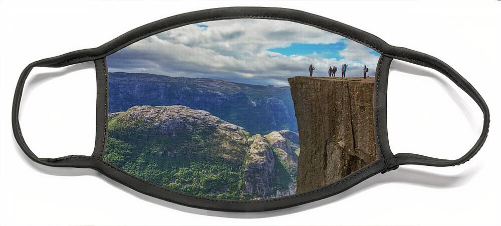 Clouds Face Mask featuring the photograph Preikestolen The Pulpit Rock by Debra and Dave Vanderlaan