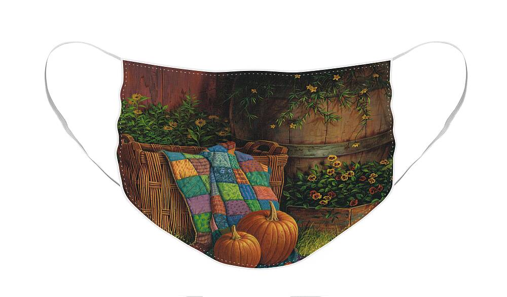 Michael Humphries Face Mask featuring the painting Pumpkins and Patches by Michael Humphries