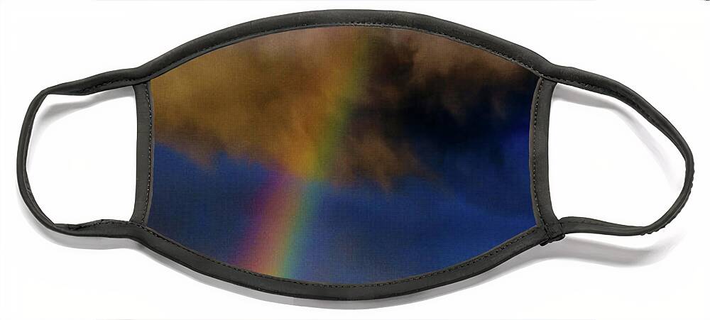 Rainbow Face Mask featuring the photograph Rainbow during Sunset by John Bauer