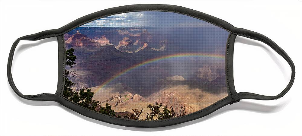 Rainbow Face Mask featuring the photograph Rainbow Over the Grand Canyon by L Bosco
