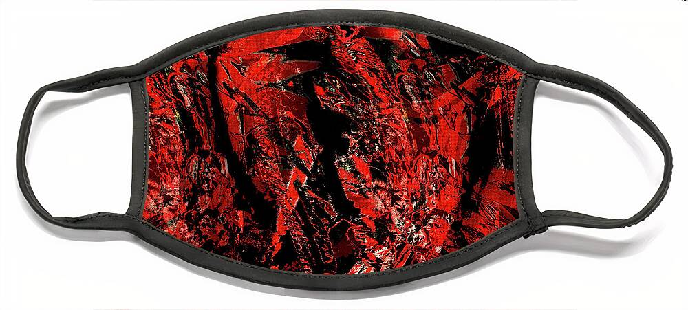Red and Black Abstract Face Mask