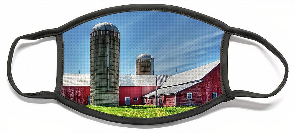Barn Face Mask featuring the photograph Red Barn in Ontario, Canada by Tatiana Travelways