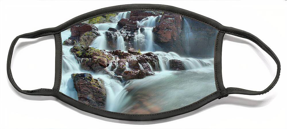 Red Rock Falls Face Mask featuring the photograph Red Rock Falls Spring Closeup by Adam Jewell