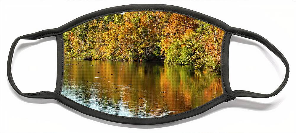 Reflection Face Mask featuring the photograph Reflections of Fall by Donna Twiford