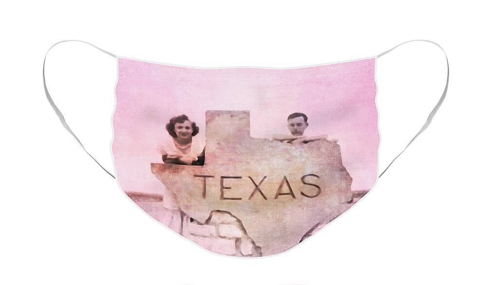 Affordable Face Mask featuring the photograph Retro Roadrip Texas by Judy Kennedy