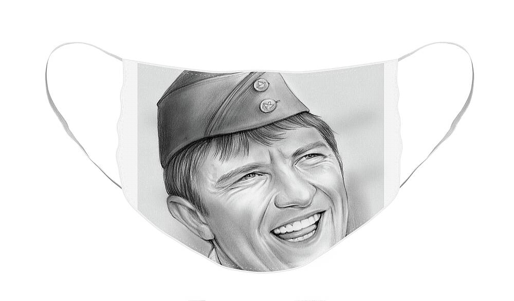 Pencil Face Mask featuring the drawing Richard Dawson by Greg Joens