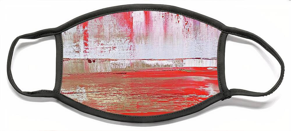Abstract Art Face Mask featuring the digital art Ripples Of You Red by Tracey Lee Cassin