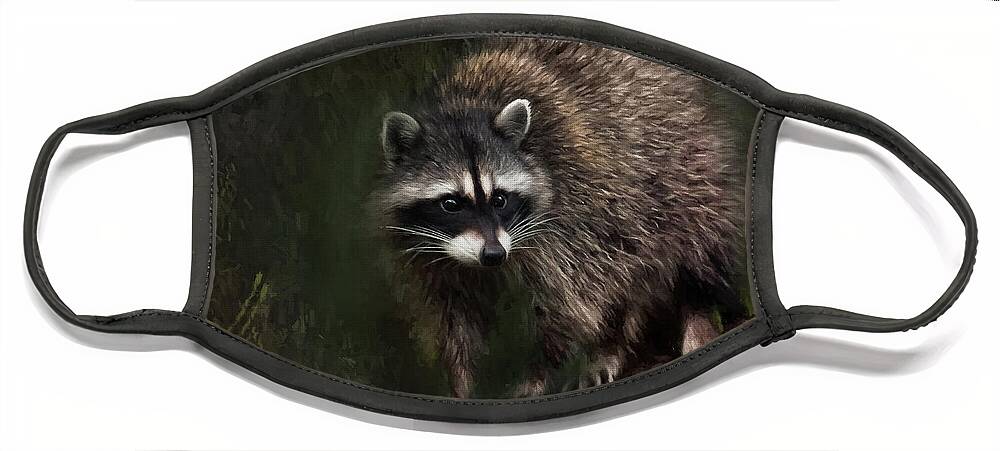 Raccoon Face Mask featuring the painting Rocky Raccoon by Jeanette Mahoney