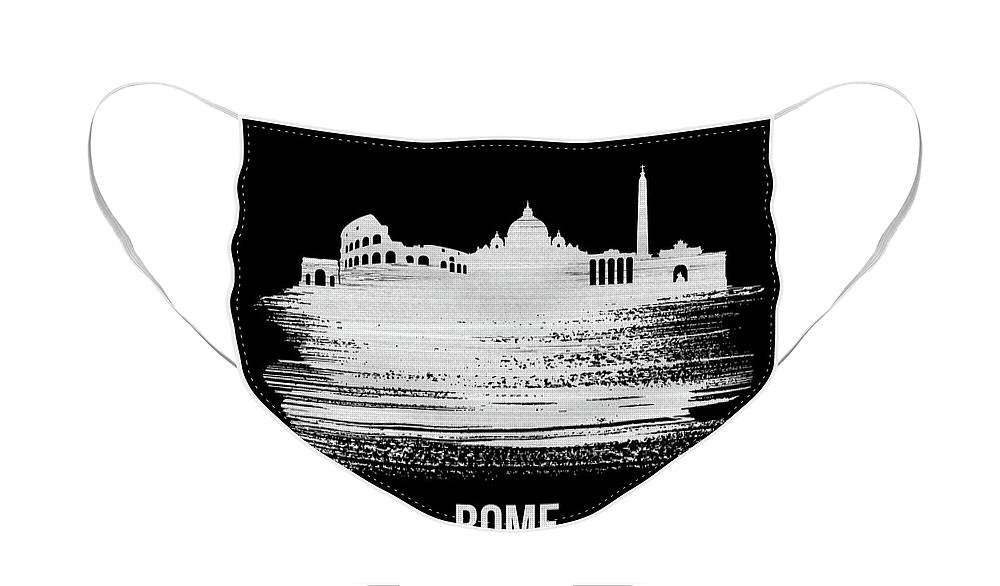 Rome Face Mask featuring the mixed media Rome Skyline Brush Stroke White by Naxart Studio