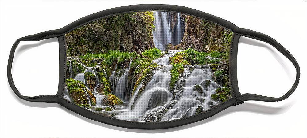 Roughlock Falls Face Mask featuring the photograph Roughlock Falls II by Angela Moyer