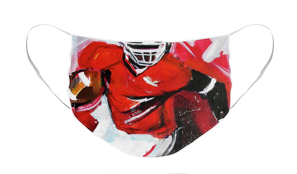 Uga Football Face Mask featuring the painting Run For It by John Gholson