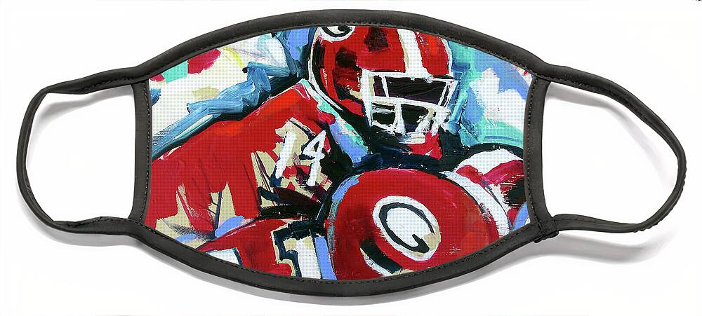 Uga Football Face Mask featuring the painting Run The Play by John Gholson