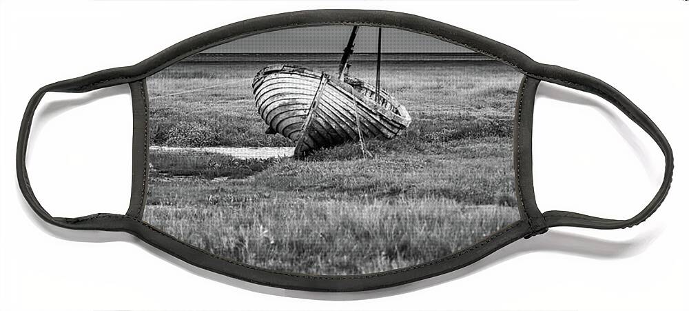 Landscape Face Mask featuring the photograph Sail boat moored on the salt marsh, Norfolk by Anita Nicholson