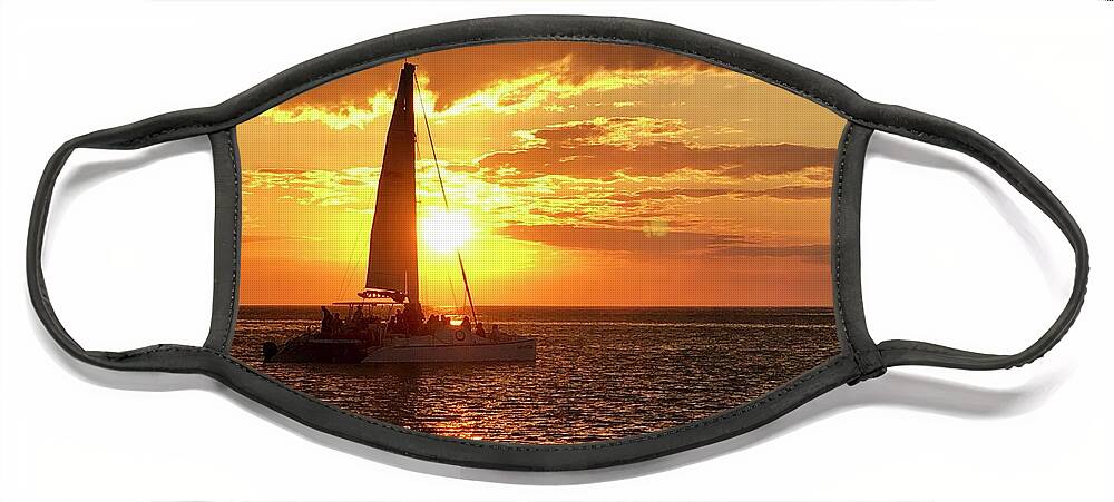 Beach Face Mask featuring the photograph Sailboat Sunset Captiva Island Florida by Shelly Tschupp