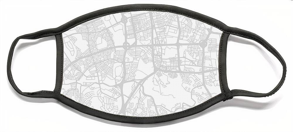 San Juan Face Mask featuring the mixed media San Juan Puerto Rico City Map Black and White Street Series by Design Turnpike