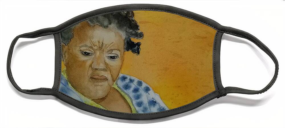 Portrait Face Mask featuring the painting Sandra by Ann Frederick