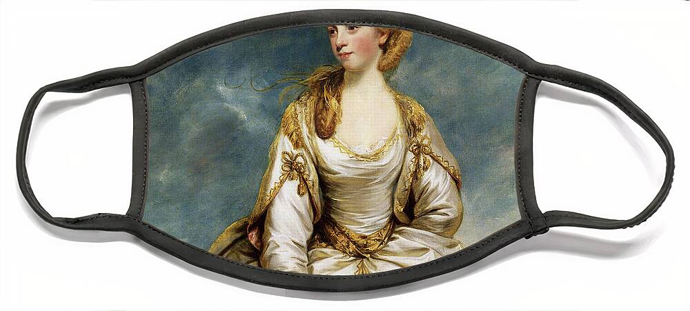 Sarah Campbell Face Mask featuring the painting Sarah Campbell by Joshua Reynolds by Rolando Burbon
