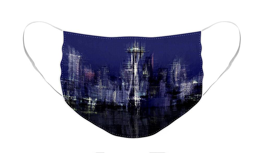 Cityscape Face Mask featuring the digital art Seattle by David Manlove