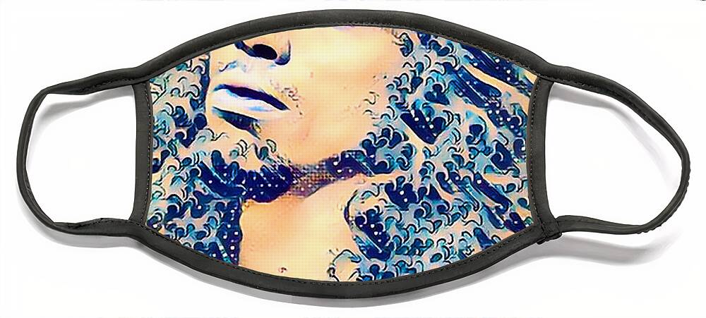 Mixed Media Face Mask featuring the mixed media Self Portrait Poseidon Shawn by Shawn Dall