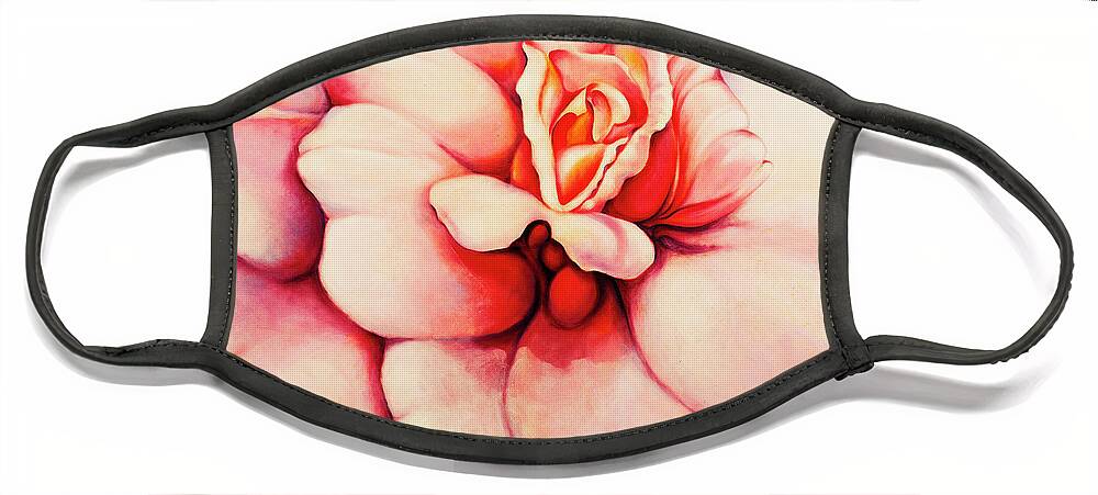 Blooms.large Rose Face Mask featuring the painting Sheer Bliss by Jordana Sands