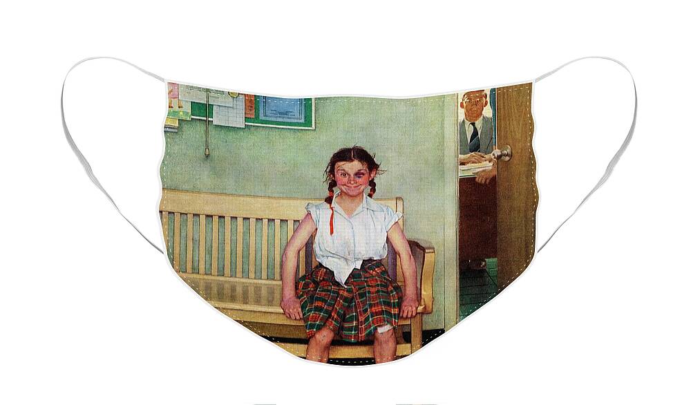 Black Eyes Face Mask featuring the painting Shiner by Norman Rockwell