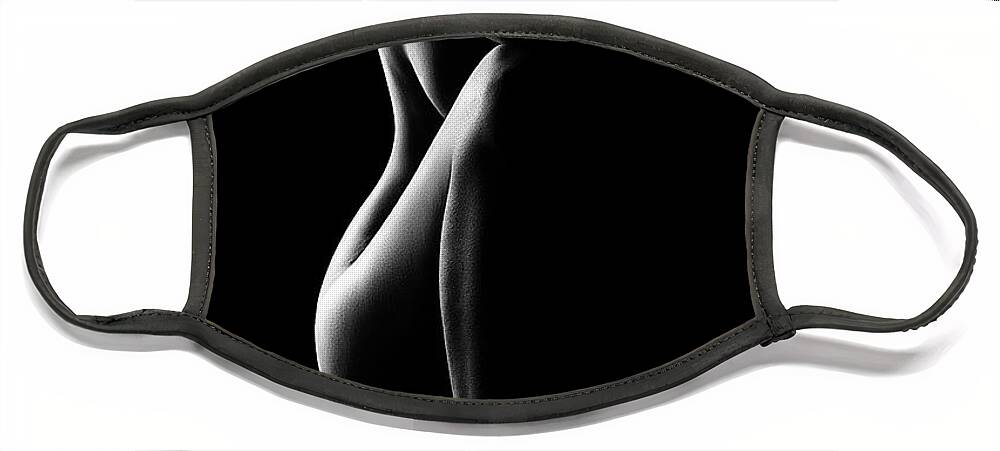 Nude Face Mask featuring the photograph Silhouette of nude woman in BW by Johan Swanepoel