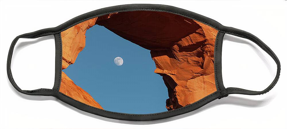 Jeff Foott Face Mask featuring the photograph Skyline Arch Full Moon by Jeff Foott