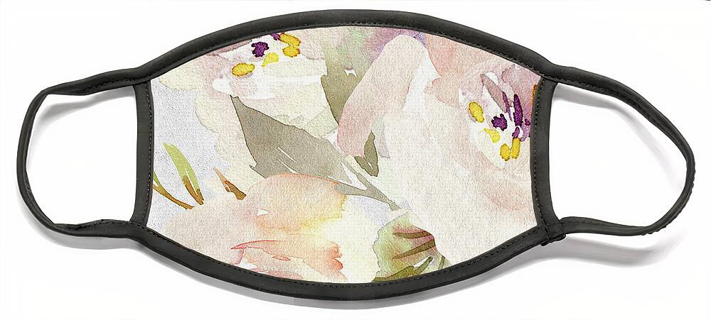 Watercolor Face Mask featuring the painting Soft Blossoms B by Jean Plout