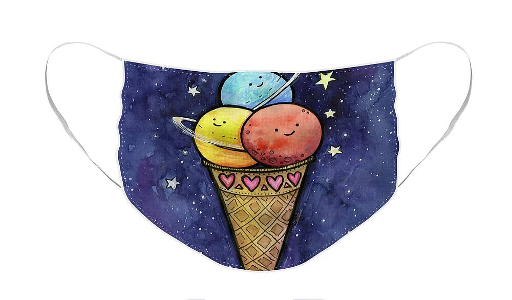 Space Face Mask featuring the painting Space Ice Cream by Olga Shvartsur
