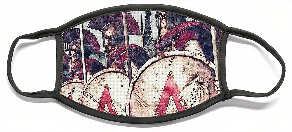 Spartan Warrior Face Mask featuring the painting Spartan Army at War - 29 by AM FineArtPrints