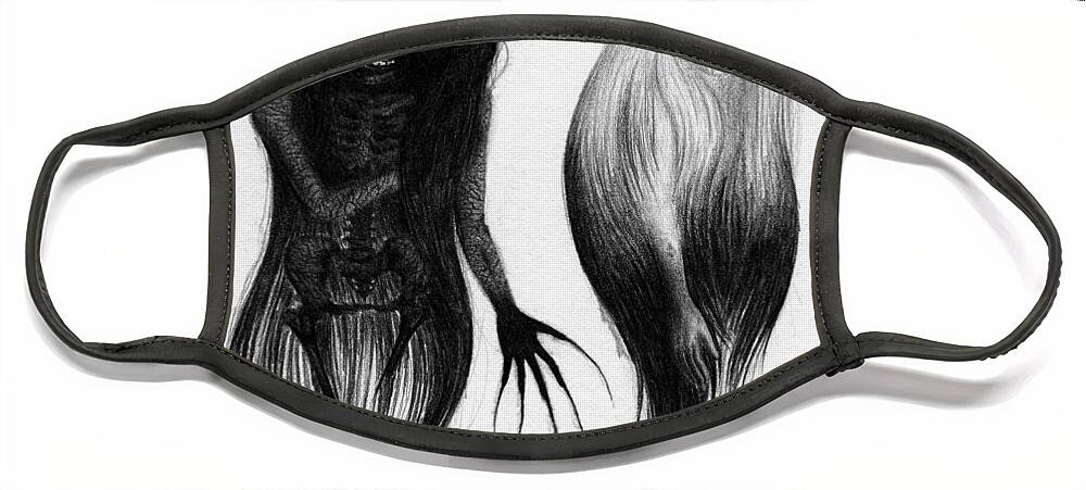 Horror Face Mask featuring the drawing Spirits Of The Twin Sisters - Artwork by Ryan Nieves