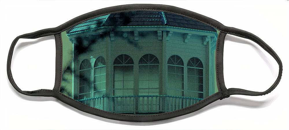 Laurel Sky Face Mask featuring the photograph Spooky Tree in Front of Gothic Building by Colleen Cornelius