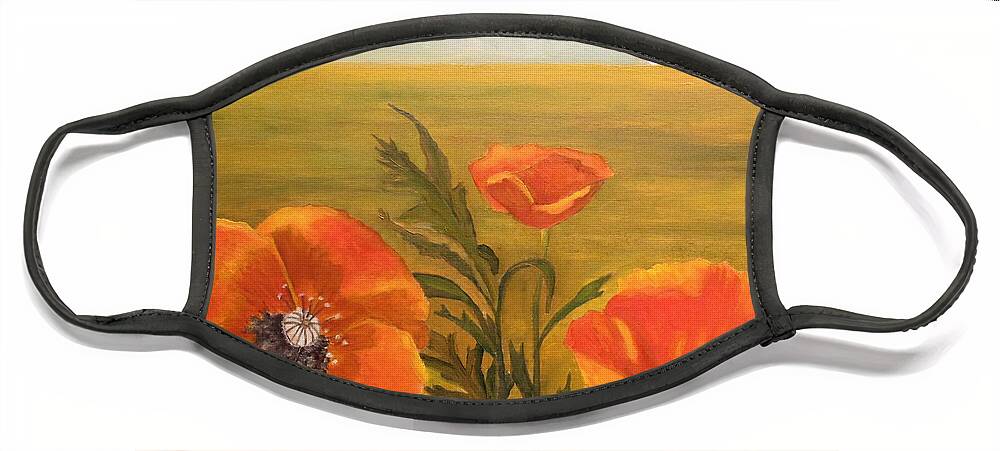 Poppies Face Mask featuring the painting Springtime Storm by Angeles M Pomata