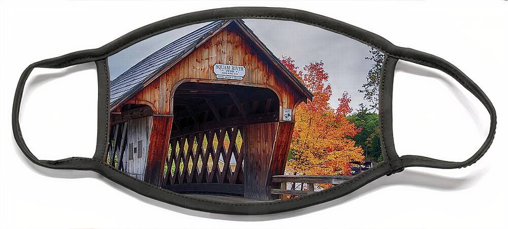 Ashland New Hampshire Face Mask featuring the photograph Squam River Covered Bridge in October by Jeff Folger