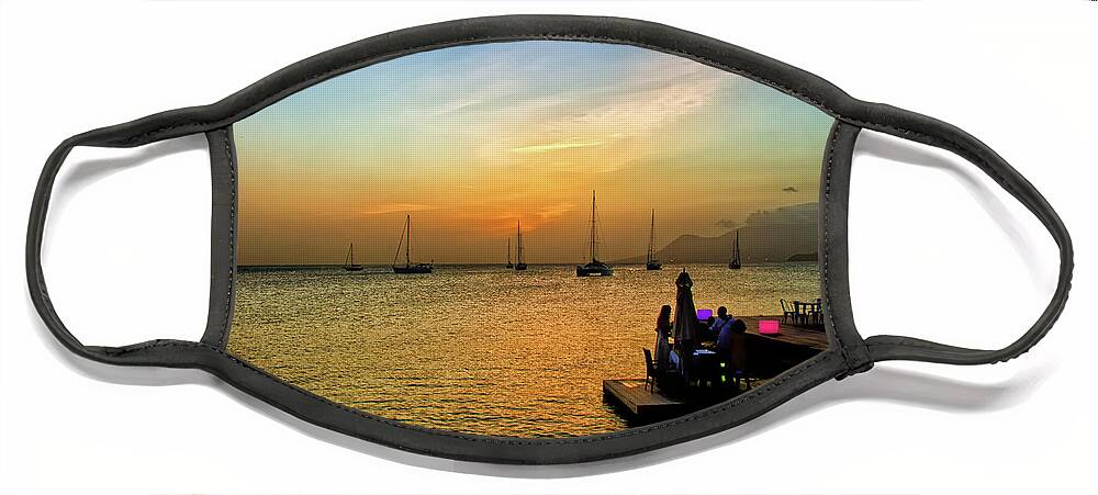 Caribbean Sunset Face Mask featuring the photograph St. Kitts Sunset by David Pratt
