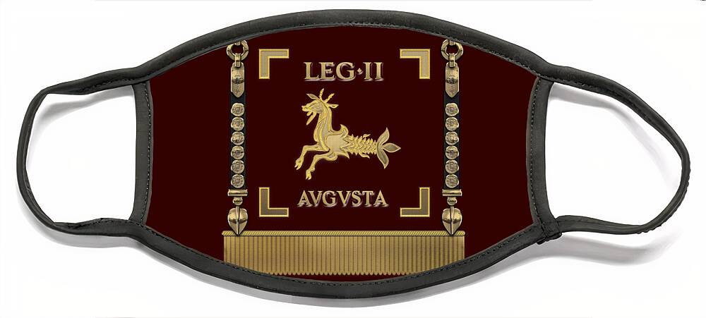 ‘rome’ Collection By Serge Averbukh Face Mask featuring the digital art Standard of the Augustus' Second Legion - Vexillum of Legio II Augusta by Serge Averbukh