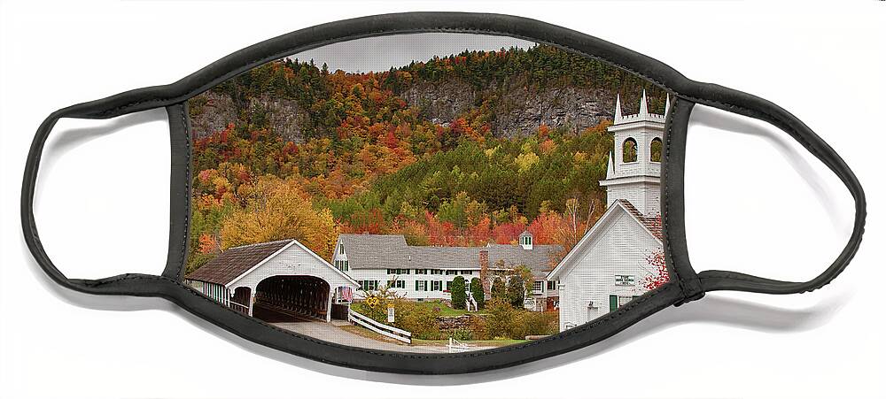 Autumn Face Mask featuring the photograph Stark Covered Bridge by Jeff Folger