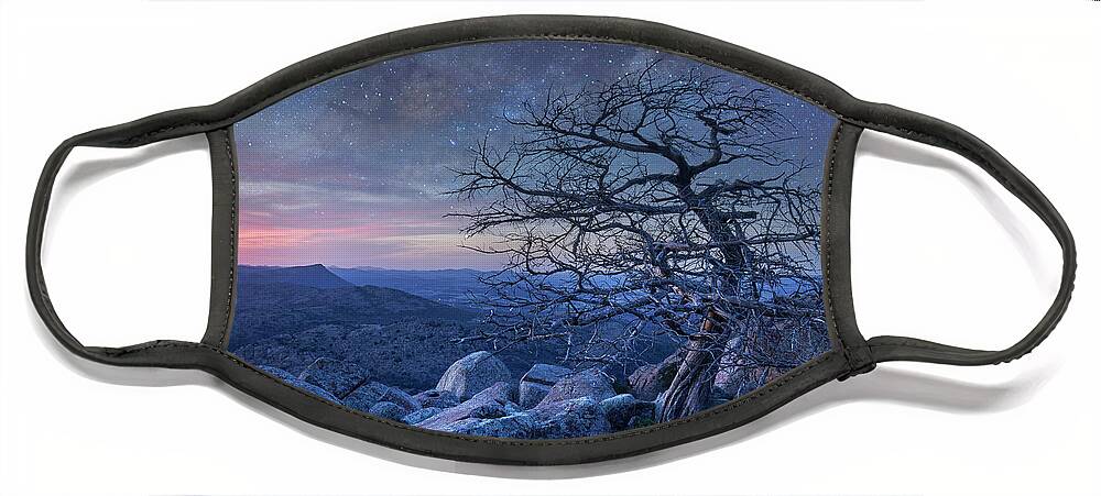 00559646 Face Mask featuring the photograph Stars Over Pine, Mount Scott by Tim Fitzharris