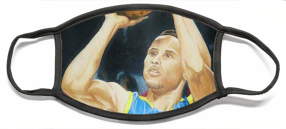 Curry Face Mask featuring the drawing Steph Curry by Philippe Thomas