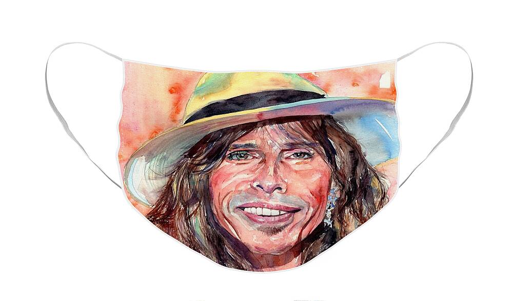 Steven Tyler Face Mask featuring the painting Steven Tyler Portrait by Suzann Sines